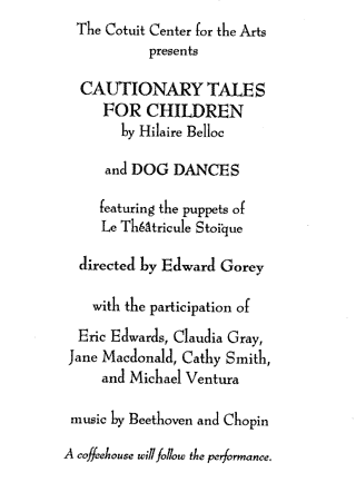 Cautionary Tales for Children Program Billing