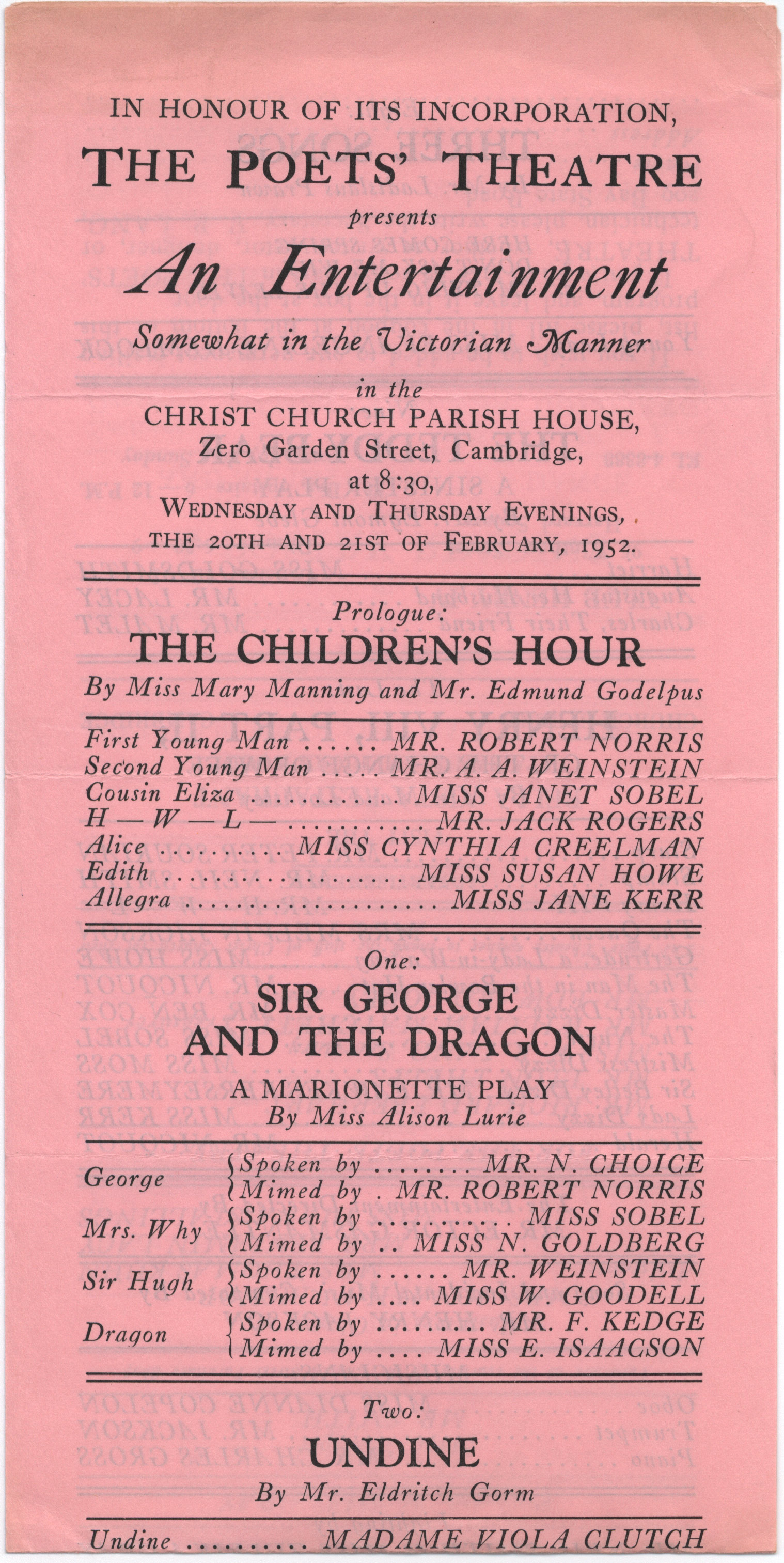 The Poet's Theater Program